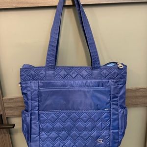 Large cobalt blue lug tote
